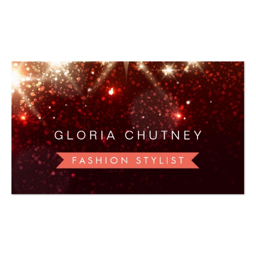 Shiny Red Glitter - Fashion Designer Business Card Templates (front side)