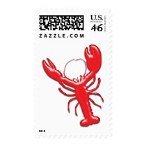 Shiny Red Lobster Postage Stamp