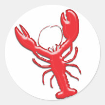 Shiny Red Lobster Round Stickers