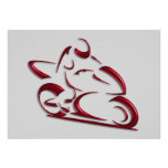 Shiny Red Metallic Motorcycle Racer Personalized Invitations