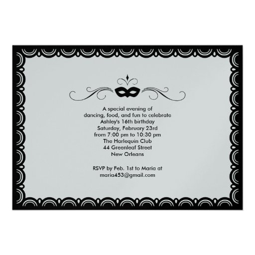 Shiny Silver Sweet 16 Masquerade Ball Invitations