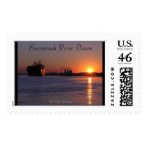 Ship at dawn on the Savannah River postage by dreagan07 Ship at dawn on the Savannah River postage