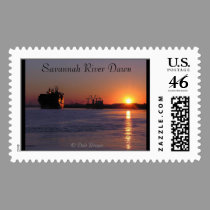Ship at dawn on the Savannah River stamps
