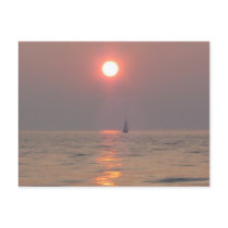 Ship at sunset postcards
