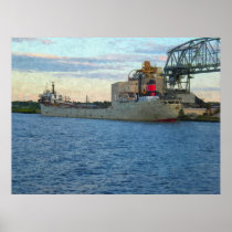 Ship Docked in Harbor-Painting Print