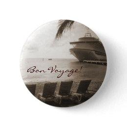 Ship in Sepia Bon Voyage Button button