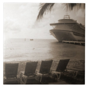 Ship in Sepia Tile tile