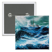 Ship In the Sea in Storm Pin
