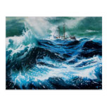 Ship In the Sea in Storm Postcard