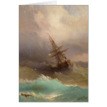 Ship in the Stormy Sea Card