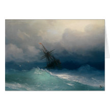 Ship on Stormy Seas Greeting Cards