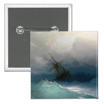 Ship on Stormy Seas Ivan Aivazovsky seascape storm Buttons