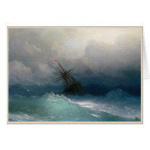 Ship on Stormy Seas Ivan Aivazovsky seascape storm Greeting Card