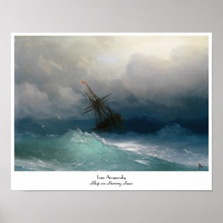 Ship on Stormy Seas Ivan Aivazovsky seascape storm Print