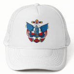 Ship Tattoo in Red and Blue Baseball Cap hats