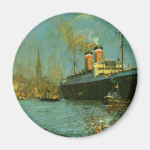 Ship Tugboat and Sailboat Fridge Magnets