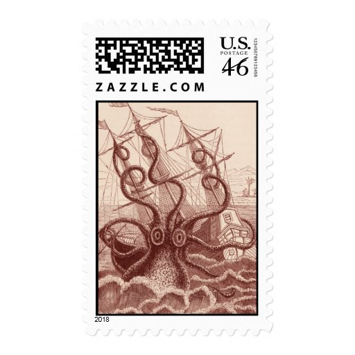 ship vs. octopus stamp