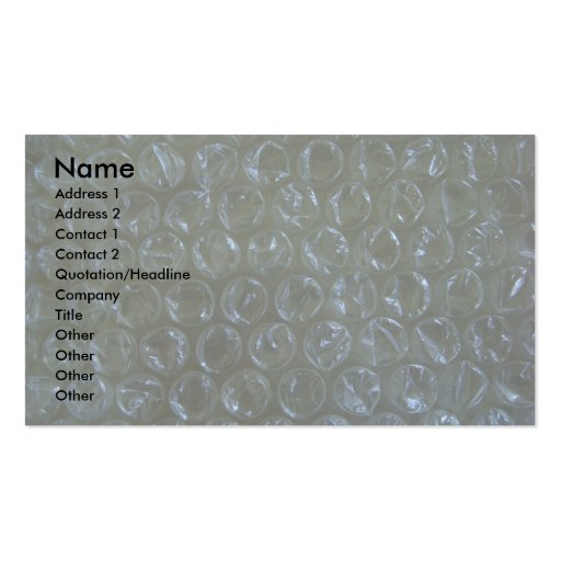 Shipping Business Card On Bubble Wrap (front side)