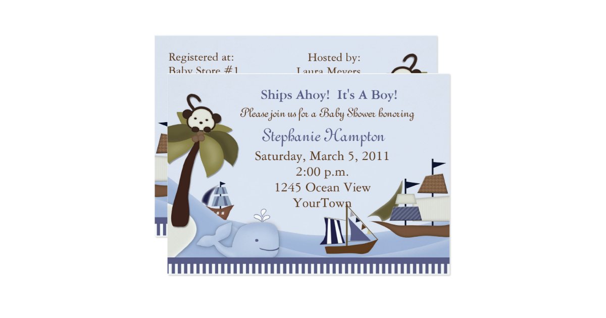 Ships Ahoy Baby Boy Shower Invitation Zazzle