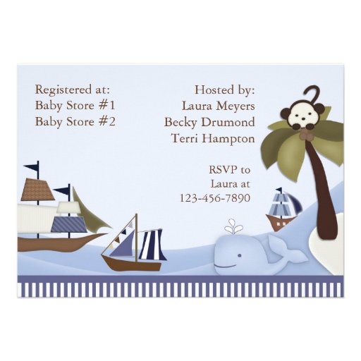 Ships Ahoy Baby Boy Shower Invitation
