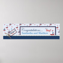 Ships Ahoy! Baby Shower Banner Posters