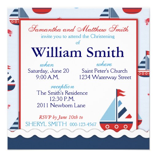 Ships Ahoy! Baptism Square 2 Invitations