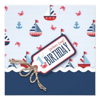 Ships Ahoy Birthday Invite Square 1