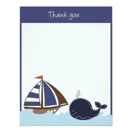 Ships Ahoy Mate Navy 4x5 Flat Thank you note Personalized Invite