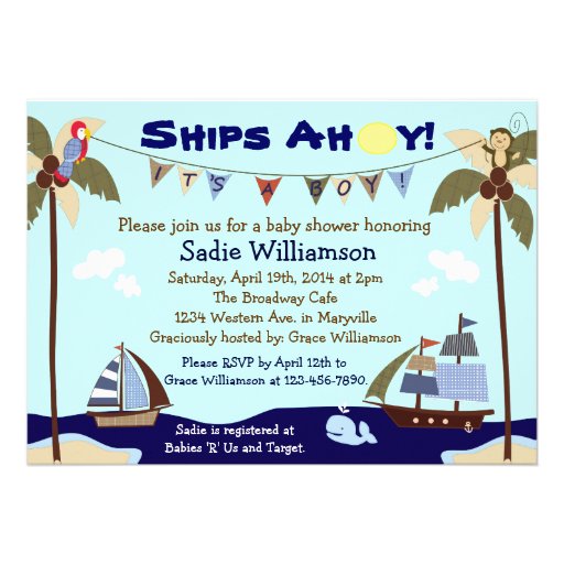 Ships Ahoy Nautical Baby Shower Invitation