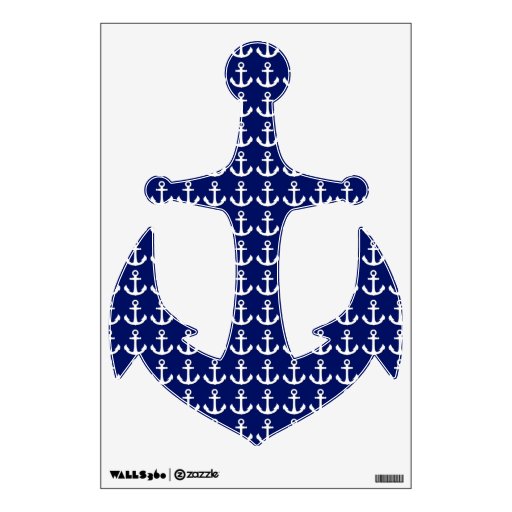 Ship's Anchor Blue and White Nautical Wall Decal Zazzle