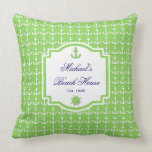 Ship's Anchor Lime Nautical Pillow
