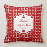 Ship's Anchor Red Nautical Pillow