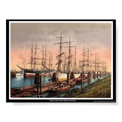 Ships in the Harbor, Hamburg, Germany Print by eyecandy