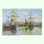 Ships Sailing on the Seine at Rouen Claude Monet kitchen towels