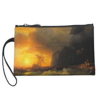 Shipwreck at Mount Athos Ivan Aivasovsky seascape Wristlet Clutch