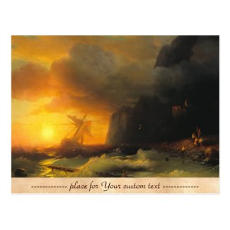 Shipwreck at Mount Athos Ivan Aivasovsky seascape Postcards