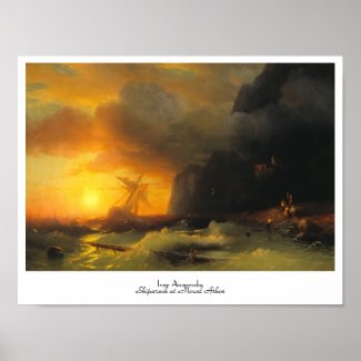 Shipwreck at Mount Athos Ivan Aivasovsky seascape Posters