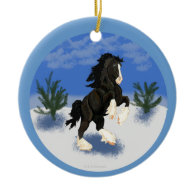 Shire Horse in Winter Round Christmas Ornament