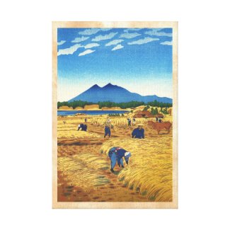 Shiro Kasamatsu Harvest Time Shin Hanga japan art Stretched Canvas Print