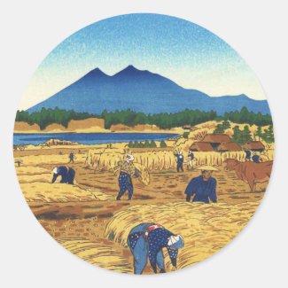 Shiro Kasamatsu Harvest Time Shin Hanga japan art Sticker