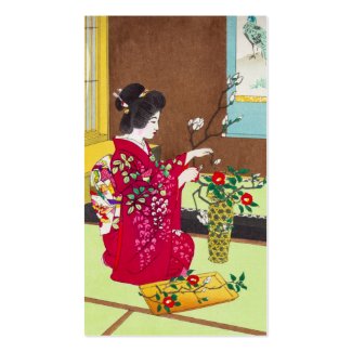 Shiro Kasamatsu Ikebana japan flowers lady scene Standard Business Card
