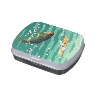 Shiro Kasamatsu Karp Koi fish pond japanese art Candy Tin