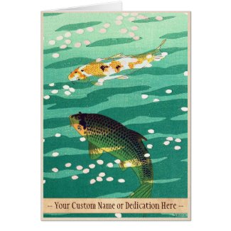 Shiro Kasamatsu Karp Koi fish pond japanese art Greeting Cards