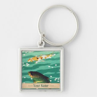 Shiro Kasamatsu Karp Koi fish pond japanese art Key Chain
