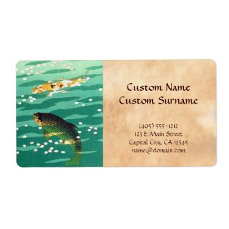 Shiro Kasamatsu Karp Koi fish pond japanese art Custom Shipping Labels