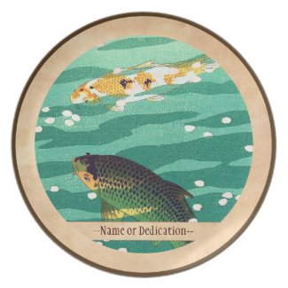Shiro Kasamatsu Karp Koi fish pond japanese art Dinner Plate