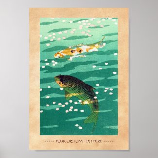 Shiro Kasamatsu Karp Koi fish pond japanese art Posters