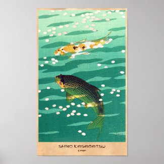 Shiro Kasamatsu Karp Koi fish pond japanese art Print