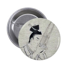 Shō (Ch mus inst) - musician of higher rank Ukiyo- Pinback Button