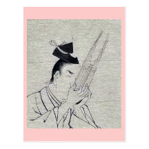 Shō (Ch mus inst) - musician of higher rank Ukiyo- Postcard